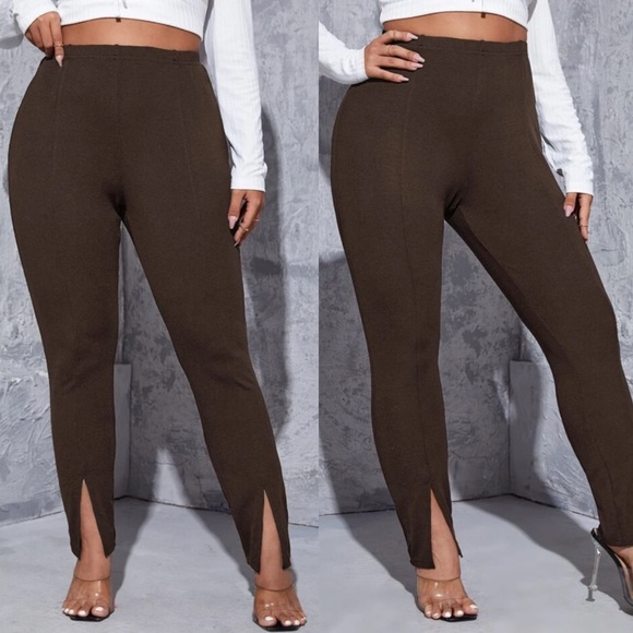 Plus size black stretchy split hem pants - Picture 5 of 15